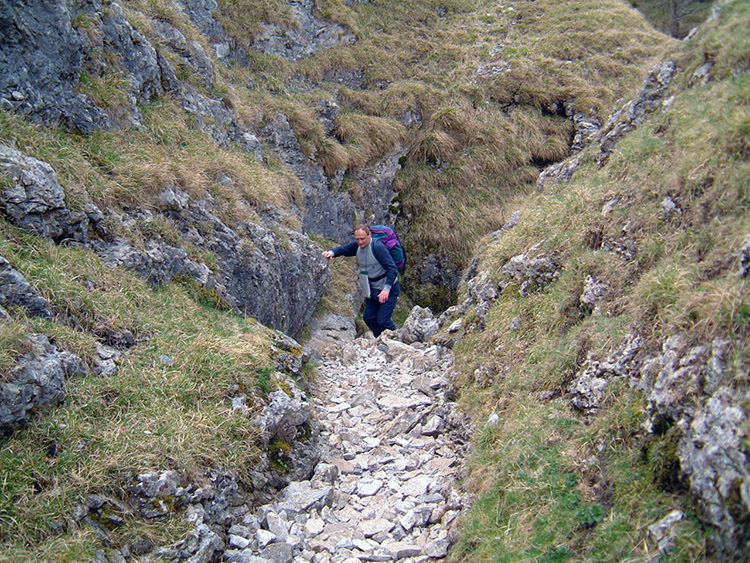 Climbing out of the gorge to Conistone Dib