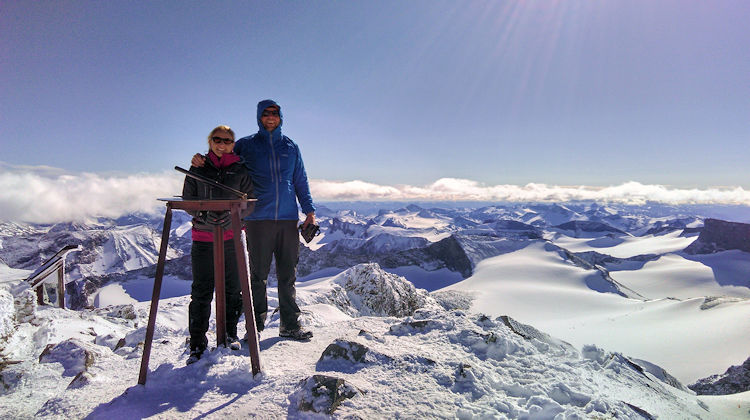 Myself and Jill standing on the roof of Scandinavia, The Mighty Galdhopiggen 8100ft