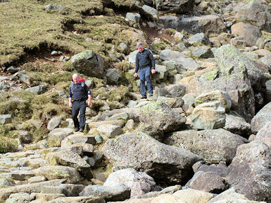 John and Steve on Stickle Ghyll path in sunshine!