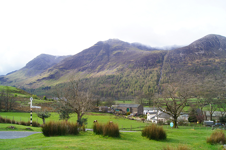 View from Buttermere village to High Crag and High Stile