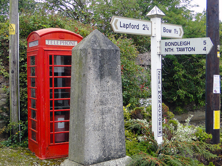 Call box, memorial and signpost