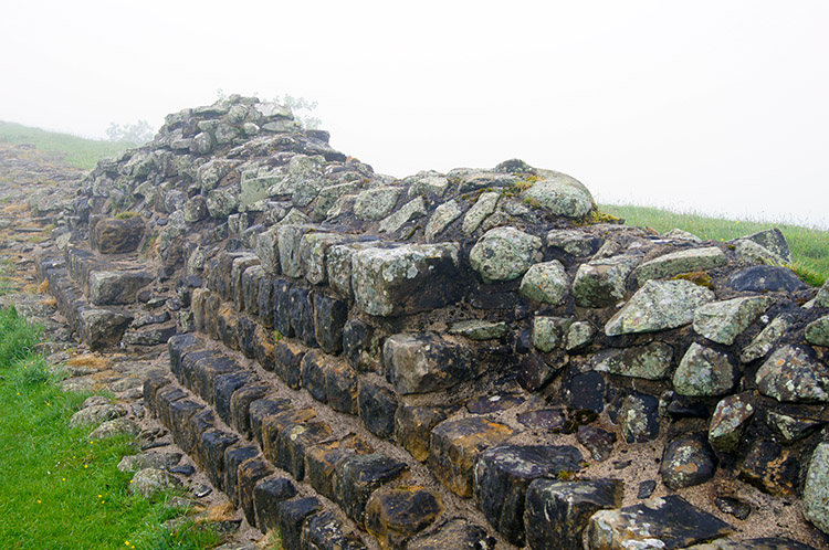 Hadrian's Wall is of sturdy construction on Sewingshields Crags
