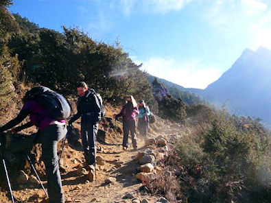 Descending down Phungi Thanga