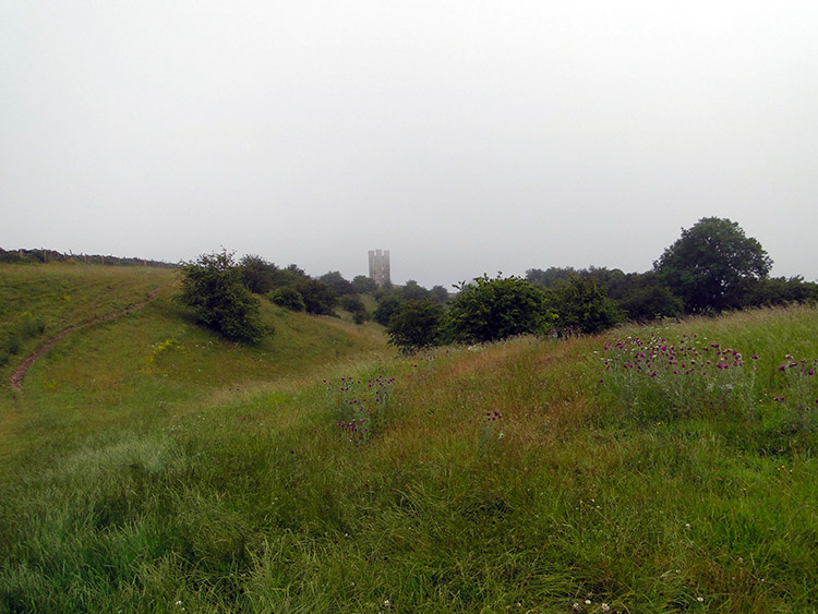 Looking back to the tower from the Cotswold Way