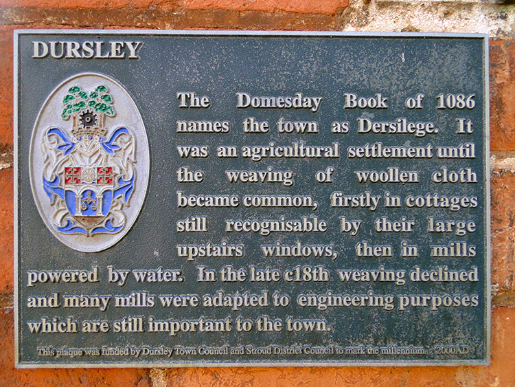 Short history of Dursley on a plaque