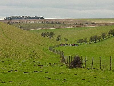 A ramblers group enjoying the rolling Cottam Well Dale