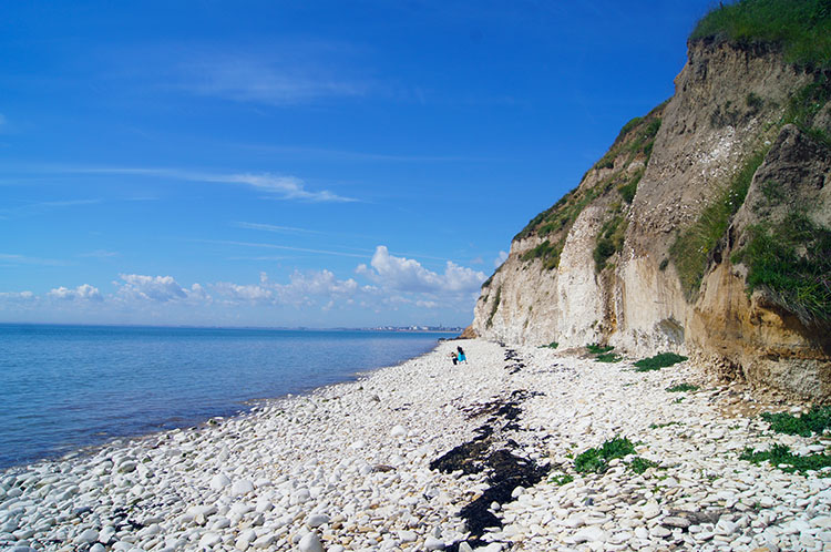 White pebble beach at Dyke's End