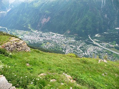 Looking down on Chamonix