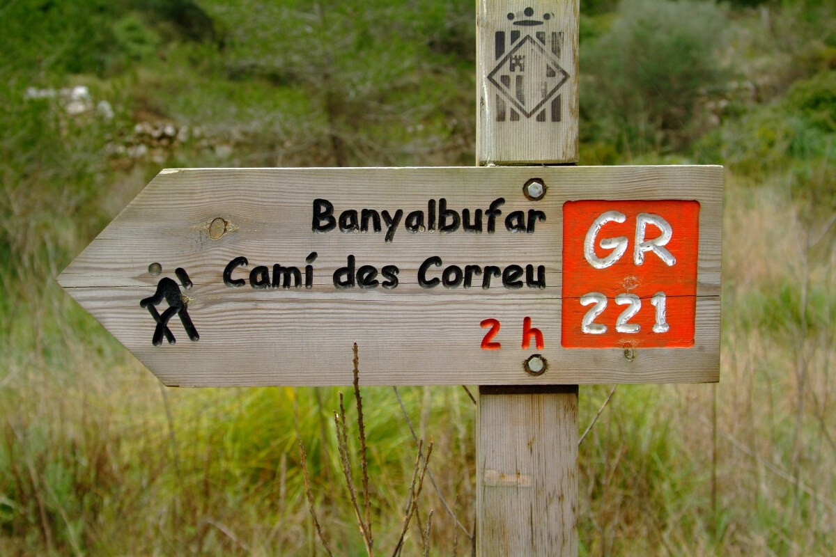 Signage of the GR221 is seen throughout the walk