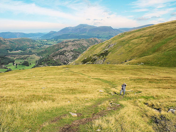 Climbing to Stick's Pass with Skiddaw in the background