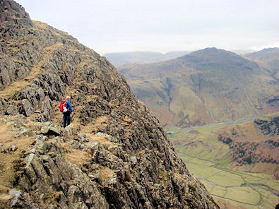Neal looks out from just below Pike of Stickle