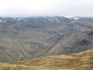 Rossett Gill with brooding Bowfell looming above