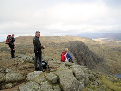 Looking down on Pavey Ark from Harrison Stickle
