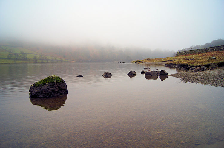 Looking east along Rydal Water toward Rydal Mount