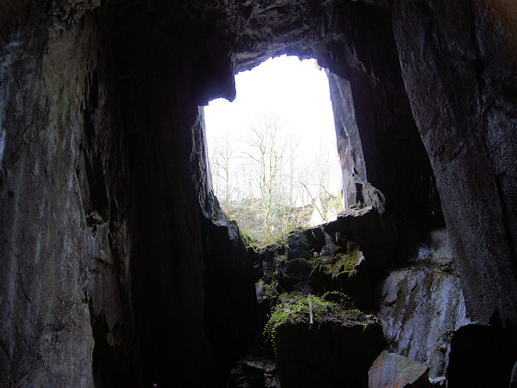 A view from the hole to the sky in Cathedral Cave