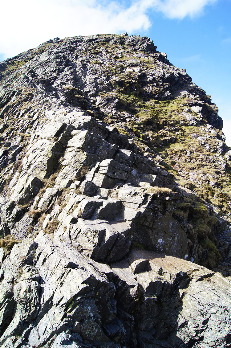 Scrambling up Foule Crag