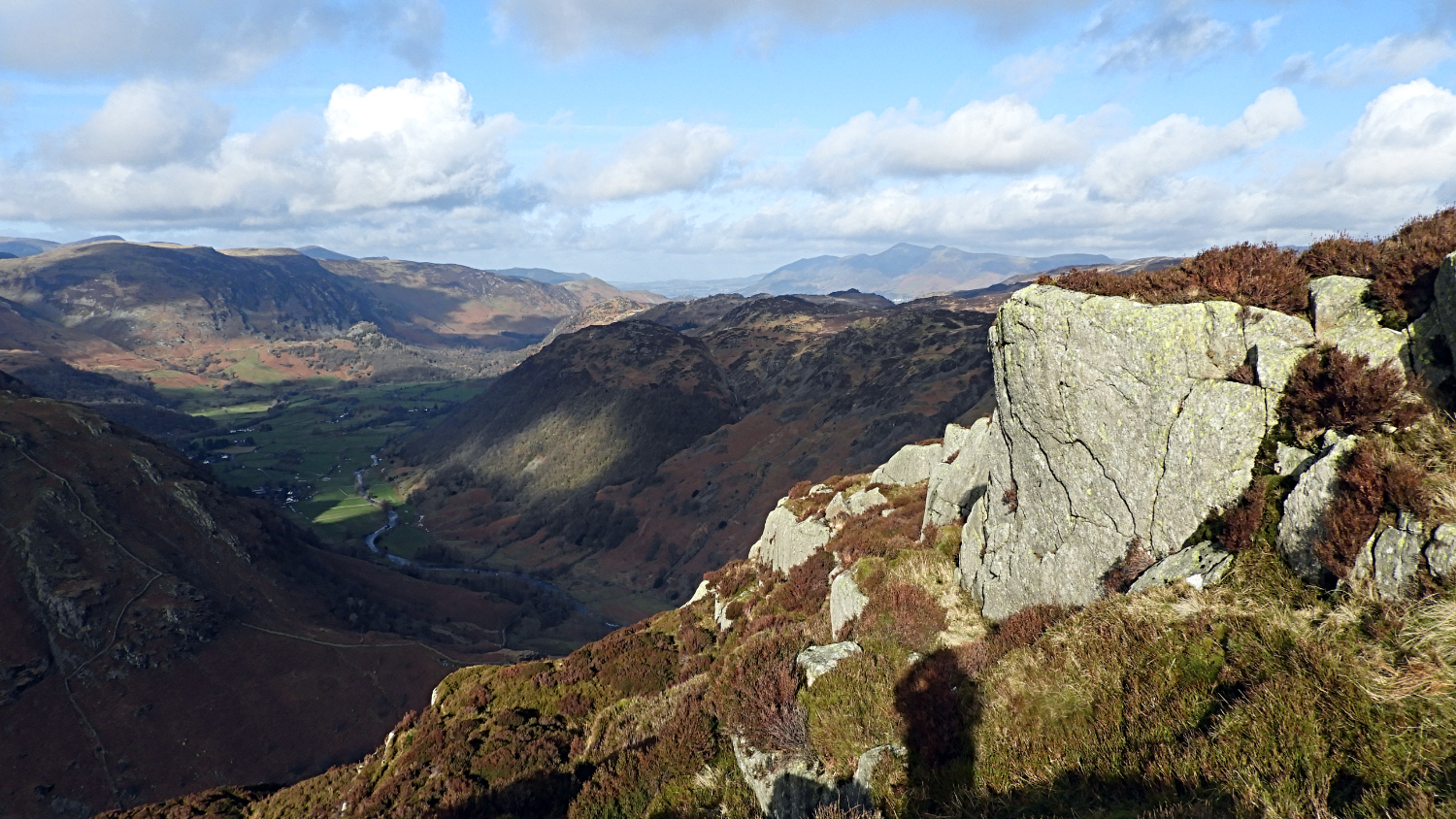 The view from Eagle Crag to Stonethwaite valley