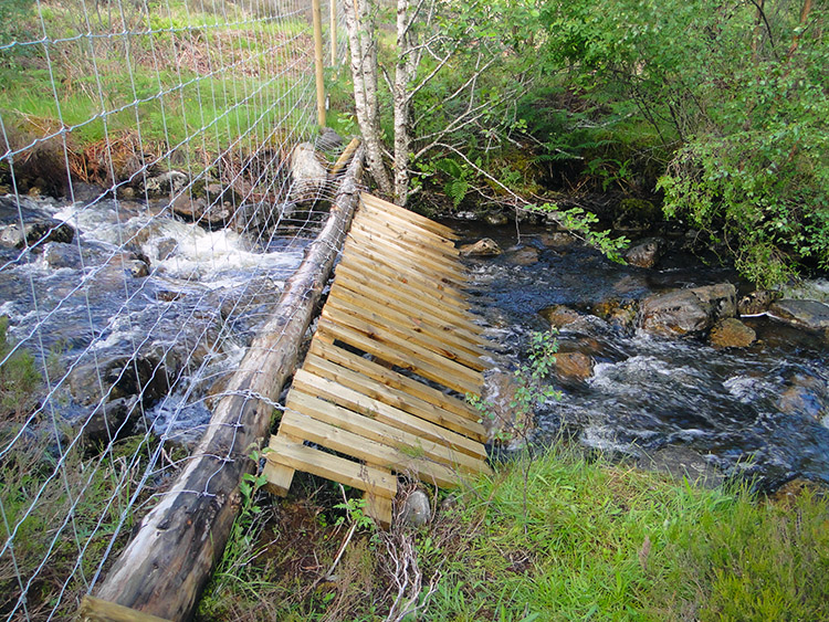 I used this deer fence to ford Allt an Domhain