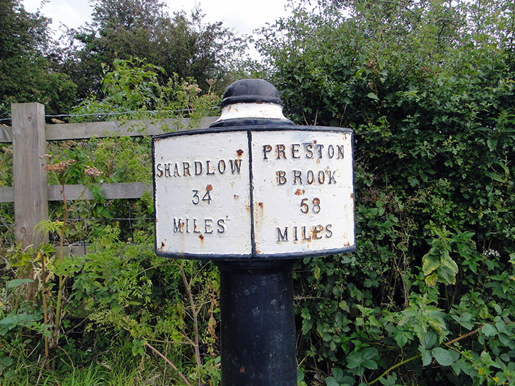 Milepost on Trent and Mersey Canal