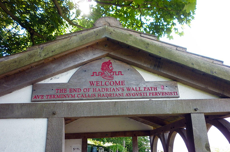 Sign over the finishing point of Hadrian's Wall