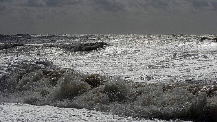 Waves crash in from the English Channel
