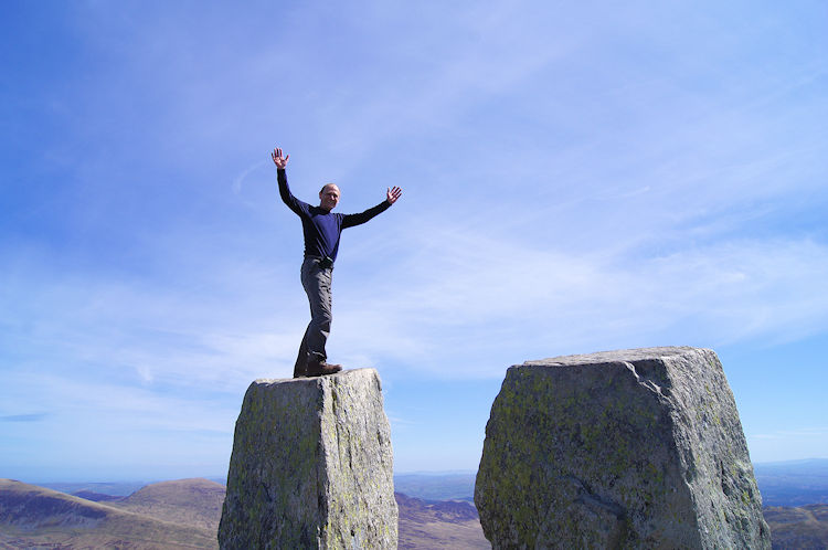 Celebrating reaching the summit of Tryfan on Eve...