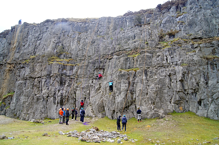 Learning climbing skills at Darren Cilau