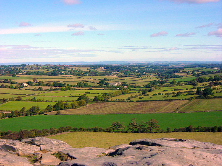 The view towards Leeds from Almscliff Crag