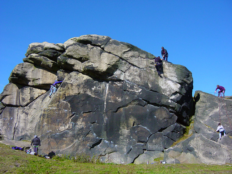 Rock climbing on Almscliff Crag