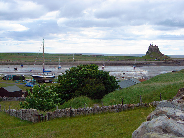 View to Holy Island Castle from the village