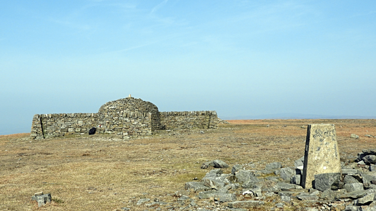 Summit trig point and Shelter on Cross Fell