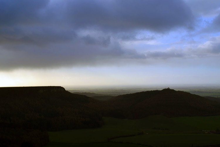 Brooding skies over Hood Hill and Roulston Scar