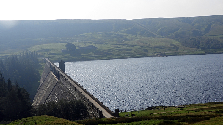 The impressive dam of Scar House Reservoir