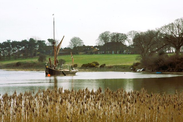 A traditional sailing craft at Iken Cliff
