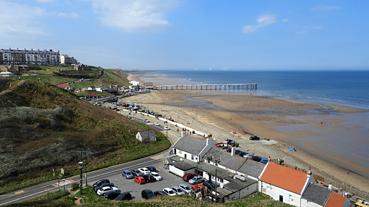 View of Saltburn Sands from the cliff top