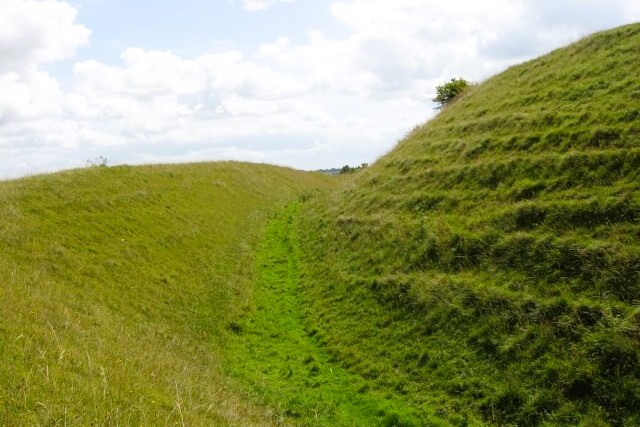 Hillfort embankments on Hod Hill