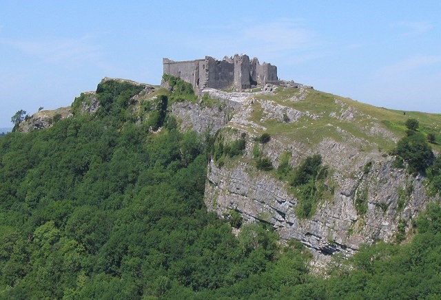 Carreg Cennan Castle, as seen from the hills
