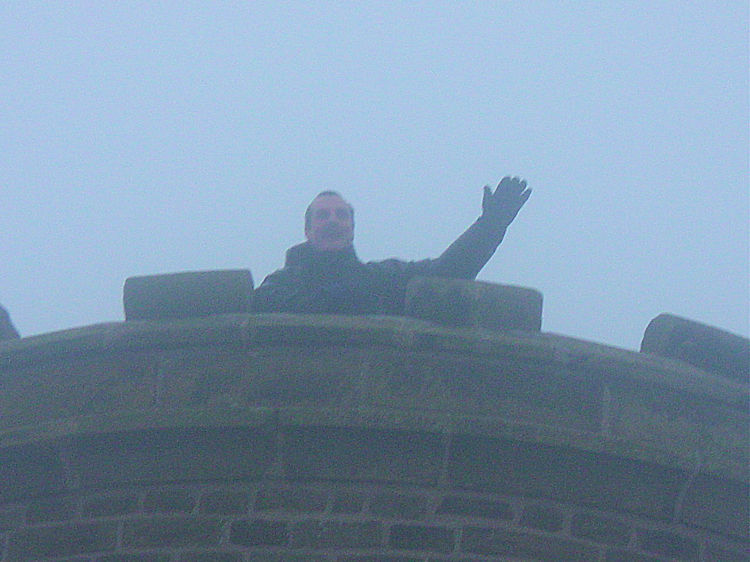 Steve waves from Grinlow Tower