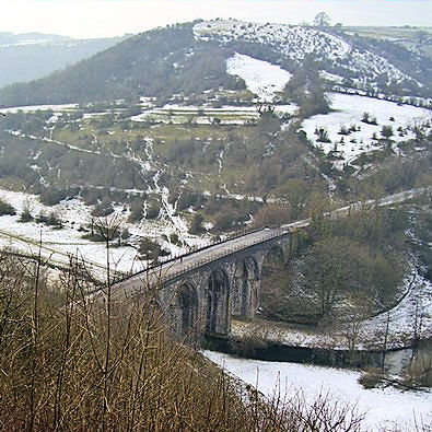Monsal Head viaduct crosses the River Wye