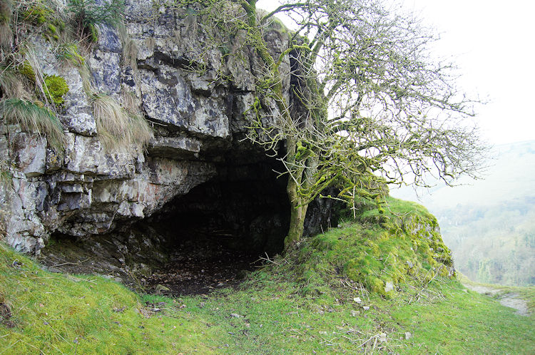 One of the caves beside the path over Litton Tunnel