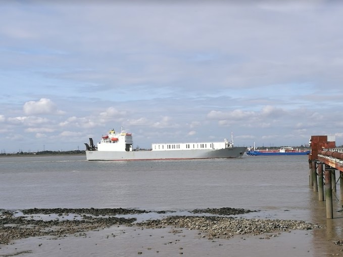 Ship in the Thames near Cliffe Pools
