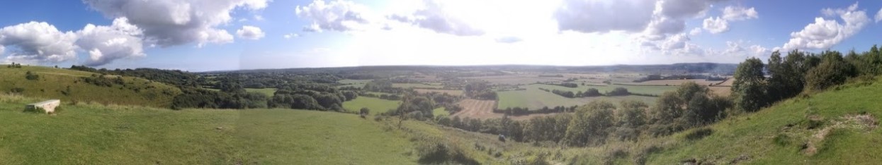 A view to Kent countryside from the Wye Downs