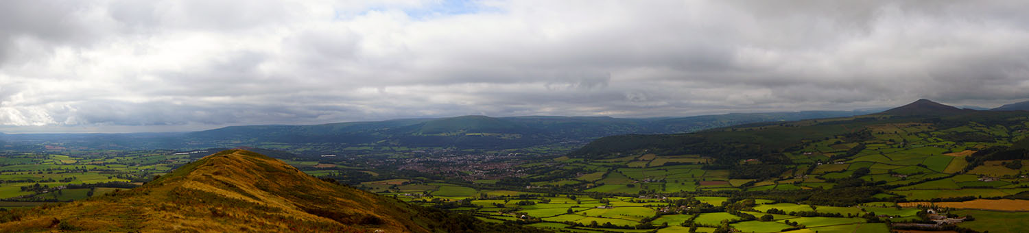 View from the Skirrid to Abergavenny, Blorenge and Sugar Loaf