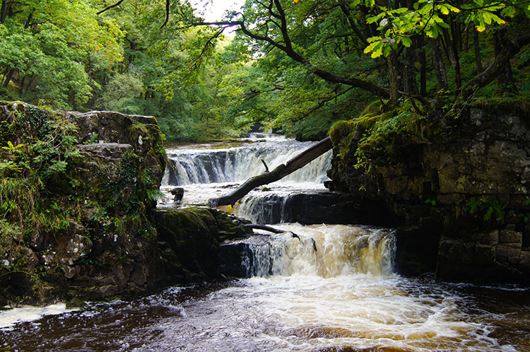 Smaller waterfalls cascading down Nedd Fechan