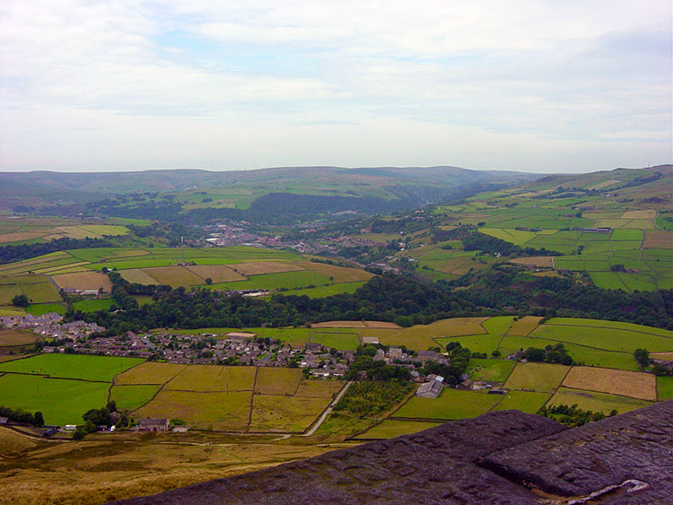 The view to Calder Vale from Stoodley Pike