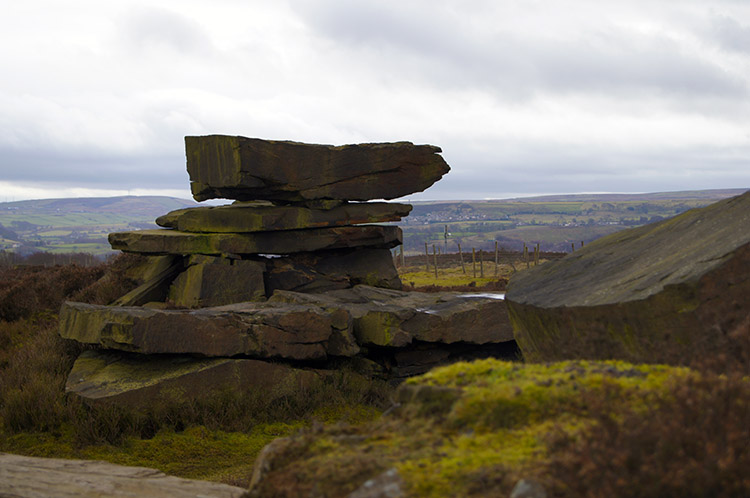 Man made rock sculpture on Harden Moor