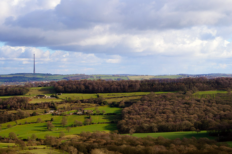 View from the hill-fort to Emley Moor